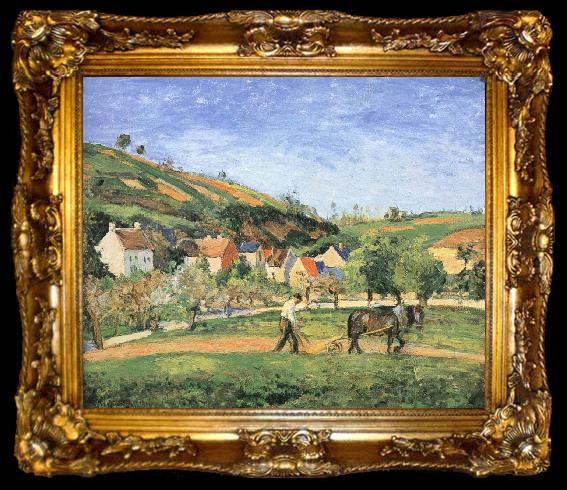 framed  Camille Pissarro Men farming, ta009-2